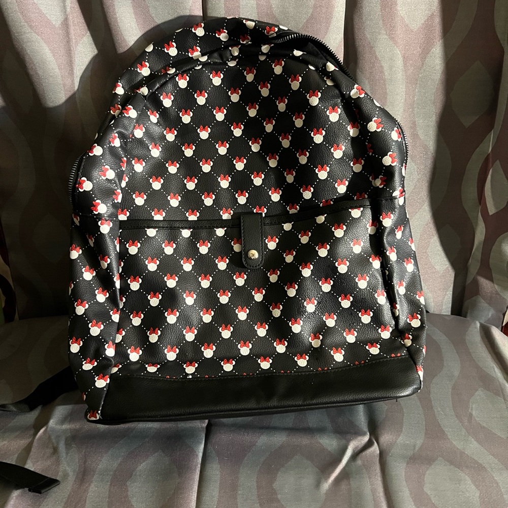 Official Disney Parks Minnie Mouse Polka Dot Bow Mini Vegan Leather Backpack Bag